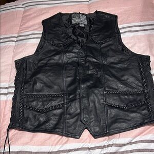 Men's Black Leather Vest